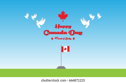 Happy canada day vector greetings illustration for banners and backgrounds. 150 years of canadian independence day creative typography text effects.