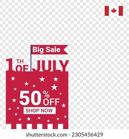 Happy Canada Day vector holiday poster Social media