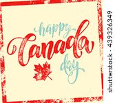 Happy Canada Day vector illustration greeting card. Canada Day flag poster with hand drawn calligraphy lettering. Red maple leaf on white background wallpaper.