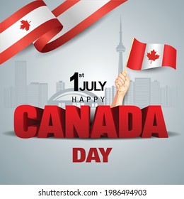 happy Canada day. vector illustration of Canada flag and 3d letter. poster, banner , template design