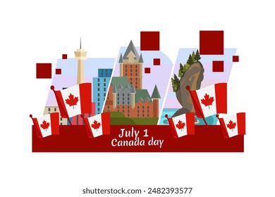 Happy Canada Day. Vector Illustration. Suitable for greeting card, poster and banner.