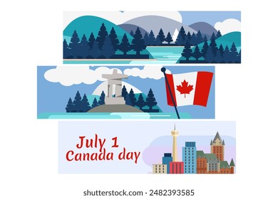 Happy Canada Day. Vector Illustration. Suitable for greeting card, poster and banner.