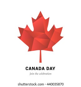 Happy Canada Day vector Illustration. 1st July celebration poster with polygon maple leaf.