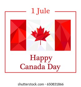 Happy Canada Day vector Illustration. 1st July celebration poster with polygon maple leaf.