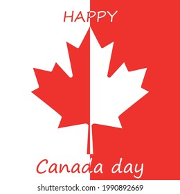 feliz Día de Canadá, imagen vectorial, afiche de vacaciones para el Día de Canadá con hoja roja