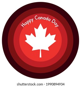 happy Canada day, vector image, holiday poster for Canada Day with red leaf, paper cut style, gift card, stickers