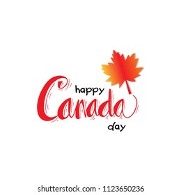 Happy Canada Day vector invitation card with maple leaf.