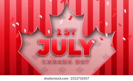 Happy Canada day vector Podium banner, greeting card. Canadian wavy flag in 1st of July national patriotic holiday horizontal design