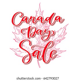 Happy Canada Day Vector Sale Card. Handwritten Lettering. Calligraphy Sticker. Great For Banner, Poster, Discount