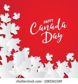 Happy Canada Day Vector Template With Maple Leaves