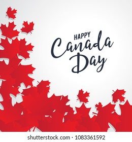 Happy Canada Day Vector Template With Maple Leaves