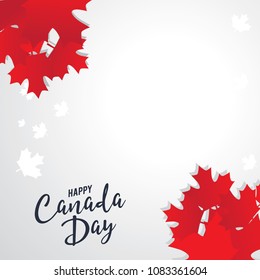 Happy canada day vector template with maple leaves