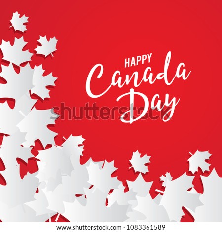 Happy canada day vector template with maple leaves