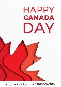 happy canada day vertical banner design layout with text and paper cut colorful maple leaf. vector illustration for greeting cards, posters, flyers, invitations, brochures