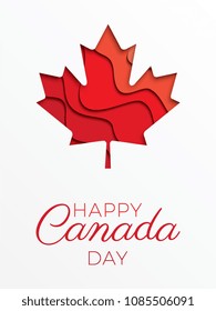 happy canada day vertical banner design layout with text and paper cut colorful maple leaf. vector illustration for greeting cards, posters, flyers, invitations, brochures