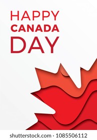 happy canada day vertical banner design layout with text and paper cut colorful maple leaf. vector illustration for greeting cards, posters, flyers, invitations, brochures