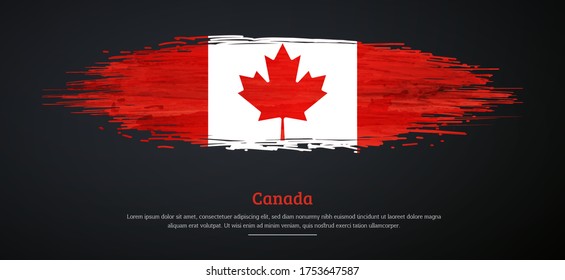 Happy canada day with watercolor grunge brush flag background