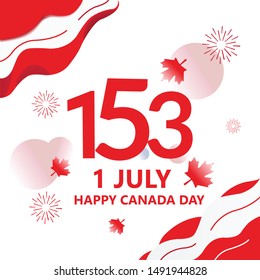 Happy Canada independence day 153th simple logo design, postage or postcard with flag national background vector illustration symbol
