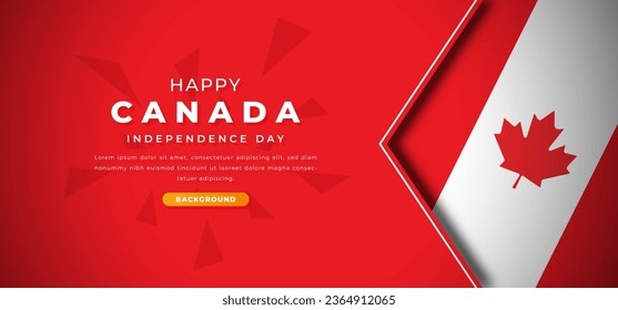 Happy Canada Independence Day Design Paper Cut Shapes Background Illustration for Poster, Banner, Advertising, Greeting Card