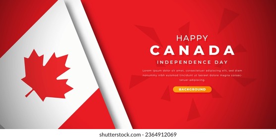 Happy Canada Independence Day Design Paper Cut Shapes Background Illustration for Poster, Banner, Advertising, Greeting Card