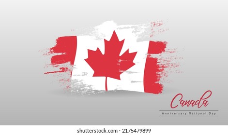 Happy Canada National Day. Paint brush style flag, Banner, Greeting card, Flyer design. Poster Template Design