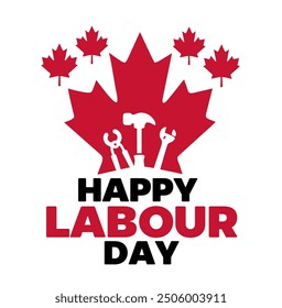 Feliz Día del Trabajo Canadiense con la silueta de la hoja de Canadá