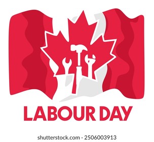 happy canadian labor day with canada leaf silhouette