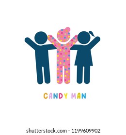 Happy candy man and friends