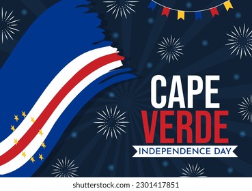 Fröhliche kap-verdische Independence Day Vektorgrafik mit Wellenflagge in Happy Holiday am 5. Juli Flat Cartoon Hand gezeichnete Landing Page Templates