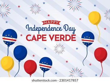 Fröhliche kap-verdische Independence Day Vektorgrafik mit Wellenflagge in Happy Holiday am 5. Juli Flat Cartoon Hand gezeichnete Landing Page Templates