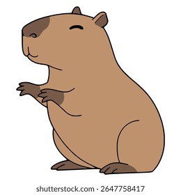 happy capybara animal fauna flat color vector illustration template design