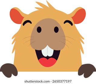 Happy Capybara Cartoon Face hand drawn