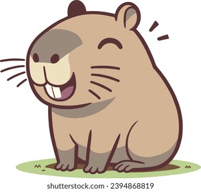 A happy capybara. Cute vector 