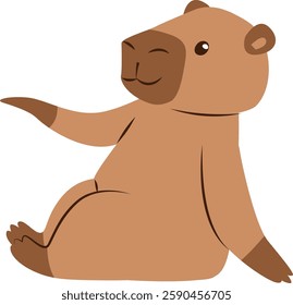 Happy Capybara Sitting Vector Illustration