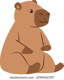 Happy Capybara Sitting Vector Illustration