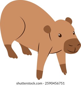Happy Capybara Staying Vector Illustration