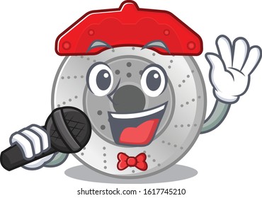 Happy car brake singing on a microphone