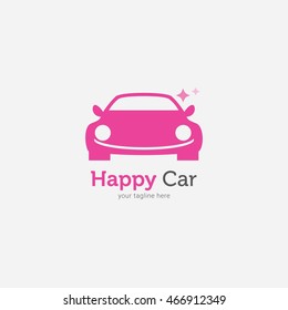 Plantilla de diseño del logotipo de coche feliz. Ilustración vectorial