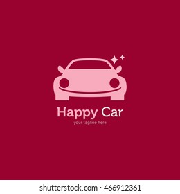 Happy Car Logo Design Template. Vector Illustration