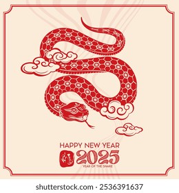 Happy card Chinese New Year | year of snake | year 2025	