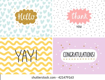 Happy cards set, vector templates