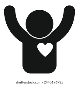 Icono de soporte de cuidado feliz vector simple. Escudo médico. Proteger la adopción