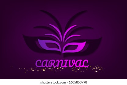 Happy carnival background. Festive concept with mask. Carnival mask. Vector illustration