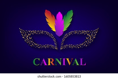 Happy carnival background. Festive concept with mask. Carnival mask. Vector illustration