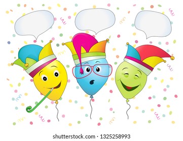 Happy Carnival Balloons,
Card for the carnival with speech bubble,
Vector illustration isolated on white background
