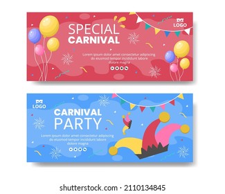 Happy Carnival Celebration Banner Template Flat Illustration Editable of Square Background Suitable for Social Media or Greeting Card