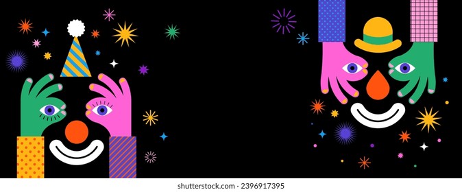 Happy Carnival, colorful geometric background with splashes, speech bubbles, masks and confetti. Vector design