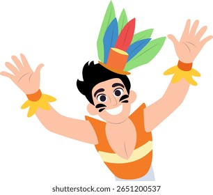 Feliz dançarino de carnaval Festivo Brasil Figurino espiando, feliz dançarino de carnaval do Rio