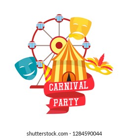 happy carnival festive concept isolated on white background. vector illustration