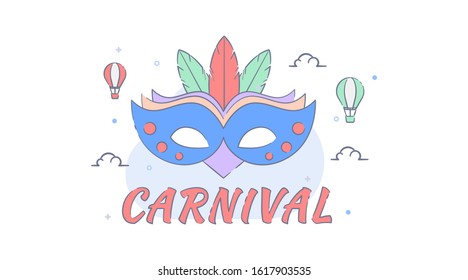 Happy Carnival Festive Concept with  line filled illustration, perfect for your website or mobile apps